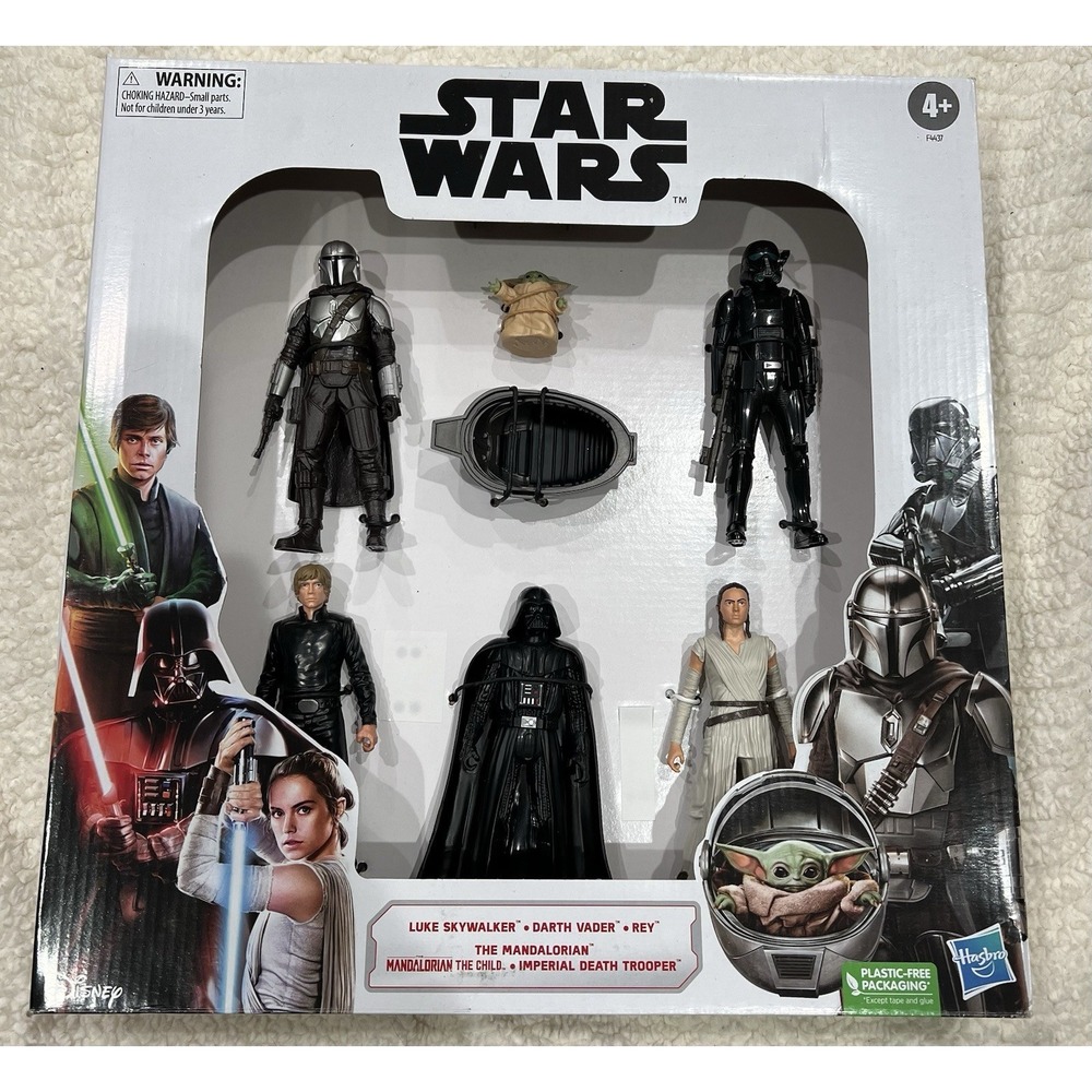 Star Wars Hasbro 6-Inch‎ Figure Set: Luke, Vader, Rey, Mando, Grogu, Trooper NEW